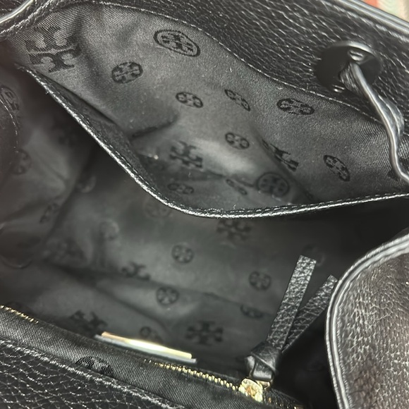 Tory Burch Thea Mini Backpack Black Pebbled Leather Purse Bag - Picture 12 of 15